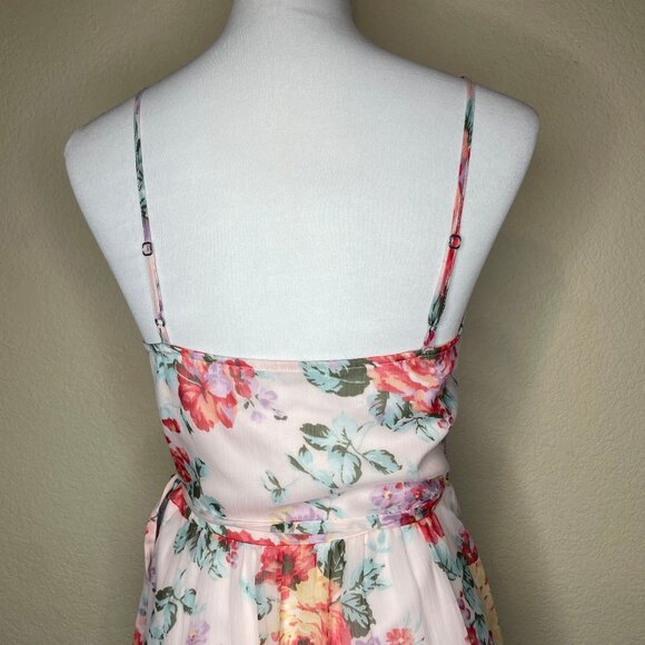 Abercrombie & Fitch Pink Red Floral Ruffle Wrap Mini Dress - Picture 7 of 14